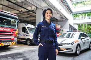 scdf female commander ltc jennyline fan, sentosa fire station commander
