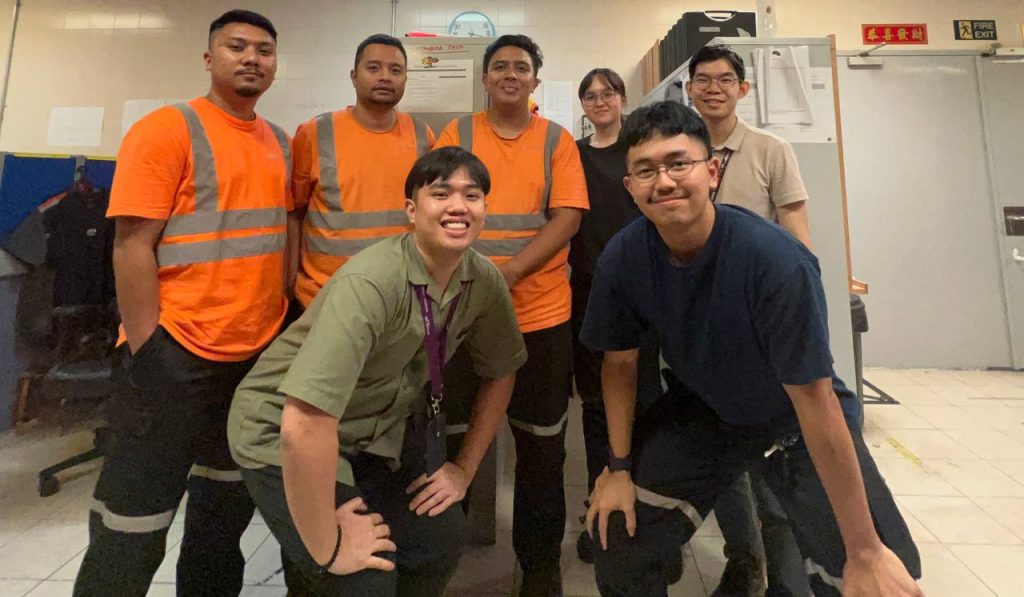 adam wee with rolling stock technical support and modification team at singapore north east line depot, sbs transit