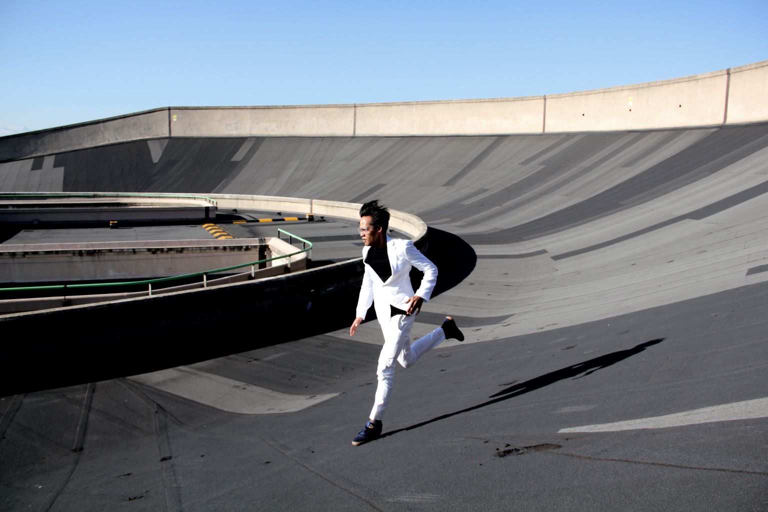 DesignSingapore scholar Syafiq Jubhri running along an infrastructure in London's