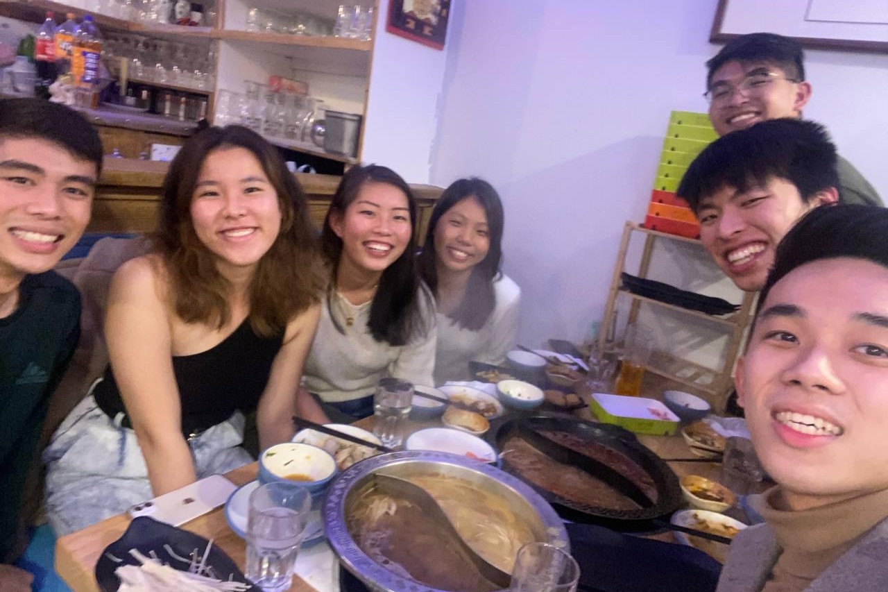 me4 megan wong (third from left) celebrating chinese new year with saf peers in scotland