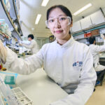 ASTAR scientist Dr Liu Shuang doing experiments at her lab