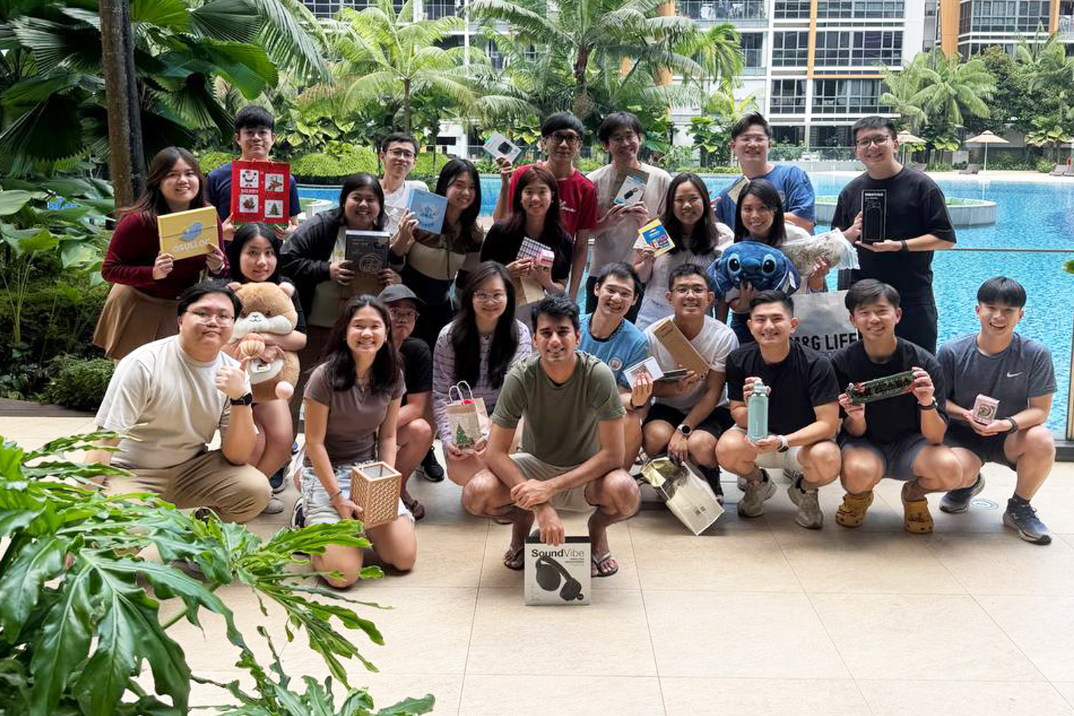 Nathan Chai with his team from Micron Technology at a Christmas gathering.