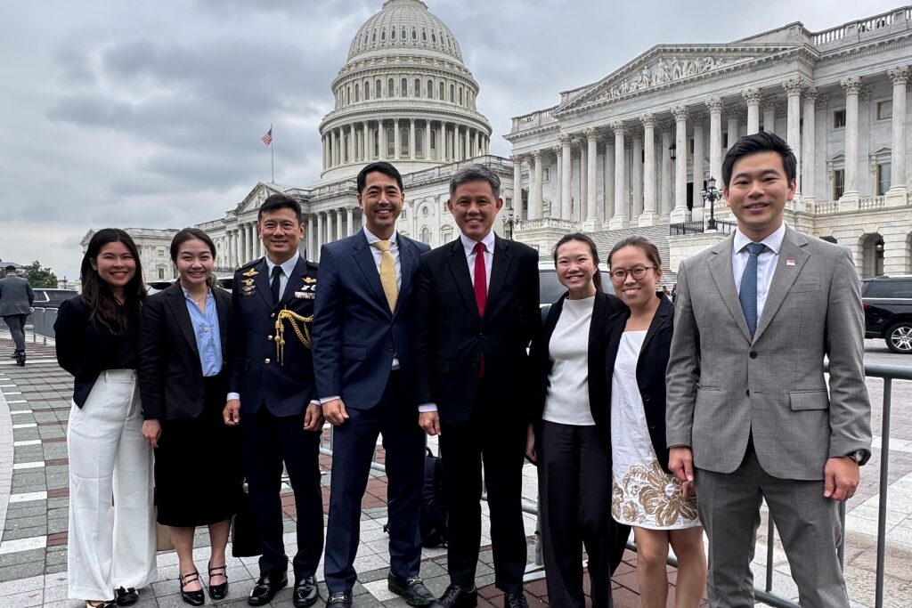 defence merit scholar nicole standing third from right during minister for defence chan chun sing’s first official visit to the us in september 2025 , visited three cities during the five-day programme marking her proudest milestone at mindef