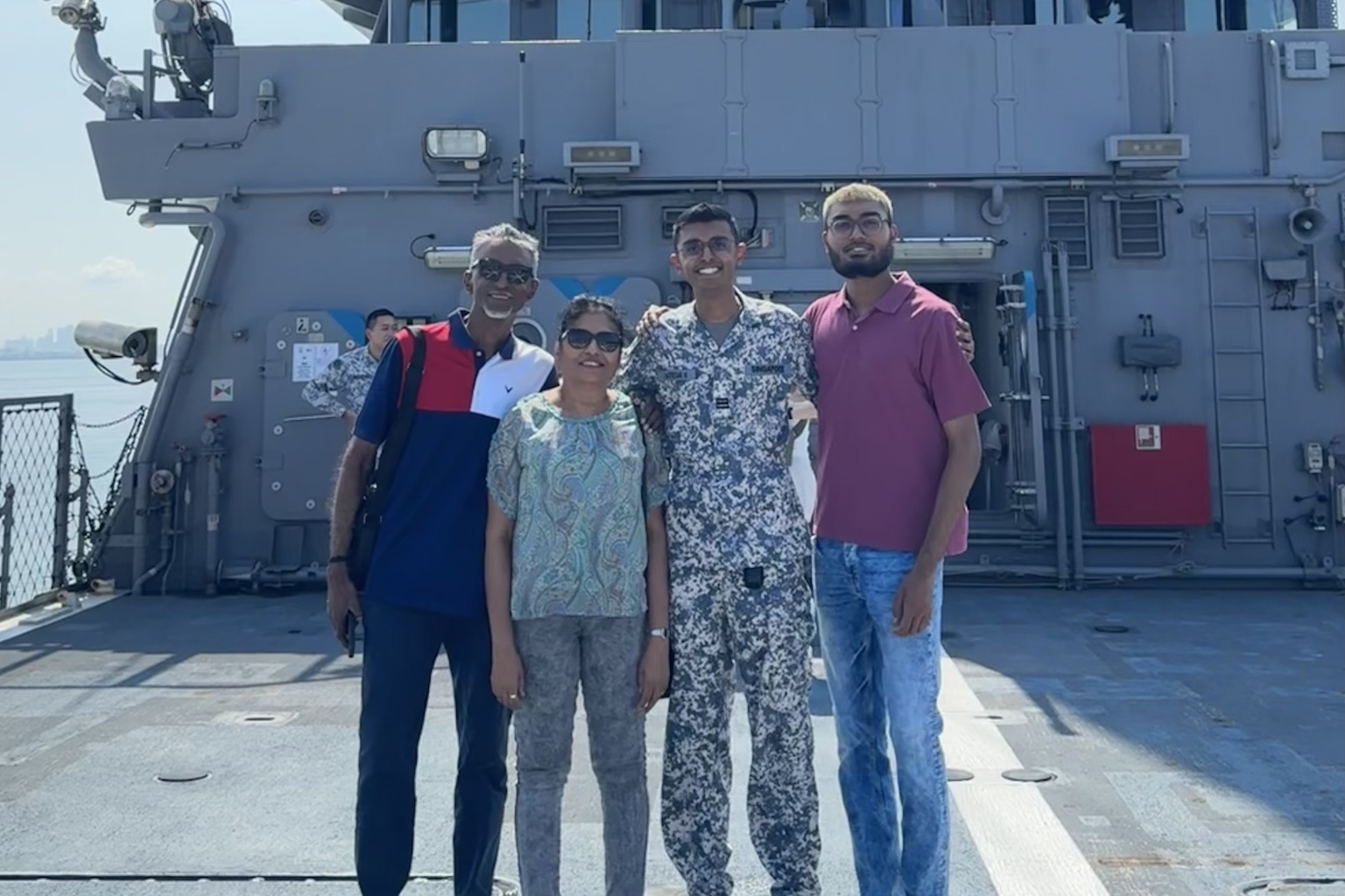navy officer captain satesh kumar with family at republic of singapore navy rss independence family day in june 2024