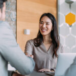 candidate answering questions during a scholarship interview